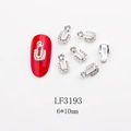 U-shaped nail charms with sparkling rhinestones and red manicure demonstration - Silver Full Rhinestone U-Shape Style (3193) / 10 Pieces Pack