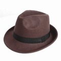 Cappello Fedora classico in feltro marrone scuro con nastro grosgrain nero unisex - M (56-58cm) / caffè