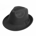 Dettaglio di un cappello fedora classico in lana nera con nastro in grosgrain - M (56-58cm) / Nero