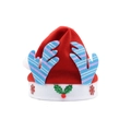 Red velvet Christmas hat with colorful plaid reindeer antlers and snowflake details - Deer Antler Cap C