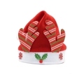 Kids' red velvet Christmas hat with reindeer antlers and holly berry decorations - Deer Antler Cap B