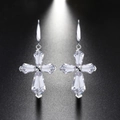 Elegant 925 sterling silver cross earrings with shimmering cubic zirconia stones - Inlaid Long Cross Dangle / Silver Long Cross (SE51)