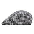 Classic black and white houndstooth duckbill cap made of warm thick wool fabric - 57-58cm / White