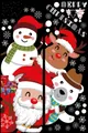 Christmas door stickers with Santa, snowman and reindeer on a black PVC background - 60*90cm