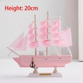 Mediterranean pink wooden sailboat model ornament, 20cm height with white masts - Pink 20cm