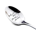 Polished silver stainless steel spoon with romantic engraved love quote for gift - Loved you yesterday