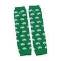 Green knitted arm warmers with white clover pattern and thumb hole for extra comfort - Green Clover Jacquard