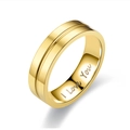 Golden titanium steel ring with I LOVE YOU engraving and brushed finish detail - US 5 / Gold Without Diamond