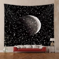 Detailed astrology wall tapestry showing moon and constellation star charts over a red sofa - 73X95CM (Cross-border Brushed) / Crescent Moon Constellation Map (GT102019)
