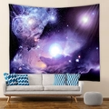 Deep purple and blue galaxy tapestry hung above a modern sofa in a cozy living room - 73X95CM (Cross-border Brushed) / Purple-Blue Galaxy Sky (GT102023)