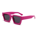 Chic thick-frame square sunglasses in vibrant pink with dark lenses and retro style - Rose Red Frame Grey Lens