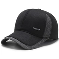 Berretto da baseball invernale uomo nero e grigio con fodera calda e logo sportivo - Regolabile / Nero