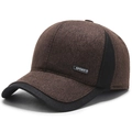 Cappello da baseball invernale da uomo con paraorecchie in lana marrone e nera - Regolabile / Marrone
