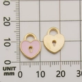Pink heart padlock charms in gold finish with enamel filling for jewelry making - Pink Heart Lock Pendant (14361)