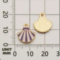 Purple and white enamel shell charms for DIY jewelry with golden metal finish - Shell 12x12mm