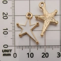 Star-shaped gold alloy charms with white enamel finish and textured reverse side - White Irregular Star Pendant (11019)