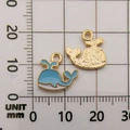Blue and white whale enamel pendant with textured gold backing for DIY jewelry making - Blue Whale Pendant (11029)