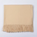 Soft beige cashmere-like scarf with fringe tassels in a minimalist solid plain weave - Khaki