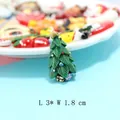 Mini green resin Christmas tree charm with gold star and colorful baubles, 3x1.8cm size - Iridescent Christmas Tree