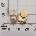 Golden bow mouse head pendant with white enamel and faux pearl for jewelry DIY - White Rhinestone Bow