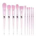 Close-up of 10-piece pink makeup brush set with metallic handles and soft synthetic bristles - 10Pcs Set (No Bag) / Lavender