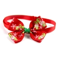 Papillon natalizio rosso per animali con fiocchi di neve e gnomi e cinturino regolabile - VN085-5 Rosso Gnomo di Natale