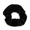 Classic black velvet scrunchie featuring a premium ribbed texture and pleated design - Black