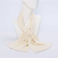 Chic cream white knitted thick scarf with tassels for women, warm winter neck wrap style - Beige
