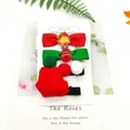 3-piece Christmas hair clip set with red bow, reindeer motif, and knit hat for kids - 4-Piece Red Hat Set
