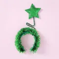 Green sparkling star headband with tinsel trim and spring design for party costumes - Green