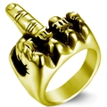 Vintage Faust Mittelfinger Ring für Herren, verstellbar, goldene Metalltextur - Einstellbar Offen / Gold