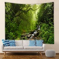 Bohemian forest wall tapestry featuring a lush waterfall landscape for room decoration - 73X95CM (Brushed Fabric) / Primeval Forest Rock Waterfall (GT100008)