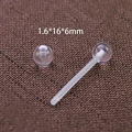 Detailed view of clear acrylic tongue barbell piercing with 1.6x16x6mm sizing specs - 16mm Straight Barbell (Single)