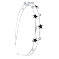 Diadema plateada de doble capa con estrellas negras y brillantes diamantes de imitación - Estrella Diamante / Plateado
