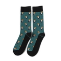 Detail of pixelated toucan pattern on striped cotton crew socks for casual wear - One Size / Black Green Stripe Toucan