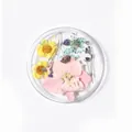 Mixed dried flowers set 04 with pink petals and daisies in a round clear box - 4# Mixed Dried Flowers