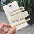 Set di 3 fermagli per capelli minimalisti con motivo marmoreo e resina color crema - 7# Set di 3 Fermagli per Capelli Bianco Crema
