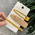 Set di 3 fermagli per capelli in acrilico giallo zenzero e venature del legno - 10# Set di 3 Fermagli per Capelli Gialli