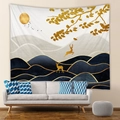 Dettaglio di alce dorata e montagne blu su un arazzo da parete in stile bohémien - 73X95CM (Tessuto spazzolato) / Montagne dell'alce dorato nuovo stile cinese (GT103008) / GT103008