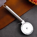 Stainless steel pastry cutter with wavy wheel blade and cylindrical handle - Wavy Edge Pizza Cutter