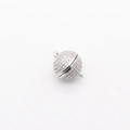 Silver spherical clasp with pave cubic zirconia and double loops for DIY jewelry - 8mm / Silver