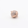 Rose gold spherical magnetic clasp with pave cubic zirconia for DIY jewelry making - 8mm / Rose Gold