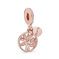 Ciondolo Family in oro rosa con albero della vita e pietre di zircone cubico - Oro Rosa Albero della Vita