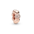 Detail of rose gold charm bead featuring a central cluster of sparkling clear gemstones - Shiny Pave Beaded Charm