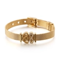 Pulsera de malla dorada de acero inoxidable con corazones entrelazados y símbolo infinito - Dorado (KB116002-K)