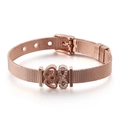 Elegant rose gold stainless steel mesh bracelet with heart and infinity crystal charms - Rose Gold (KB116000-K)