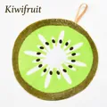 Absorbent microfiber hand towel with green kiwi fruit slice design and hanging loop - Kiwi