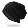 Gorro de punto negro de estilo urbano minimalista para hombres y mujeres de algodón suave - Talla única / Negro