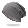 Gorro slouchy gris medio para hombre y mujer en punto grueso cálido para el invierno - Talla única / Gris claro