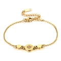 Bracciale dorato regolabile con ciondolo a disco a numeri romani e cristalli lucenti - Oro (KB116013-K)